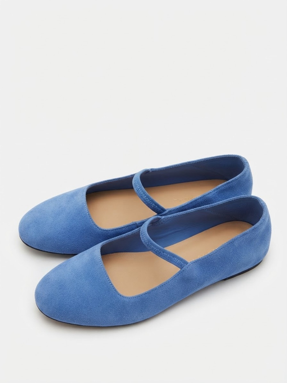 Everlane Blue Suede Mary Jane Flats